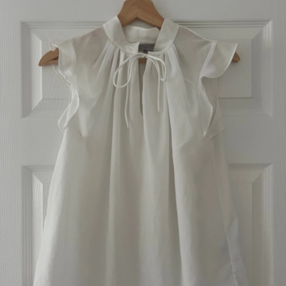 White Ruffle Sleeve Blouse